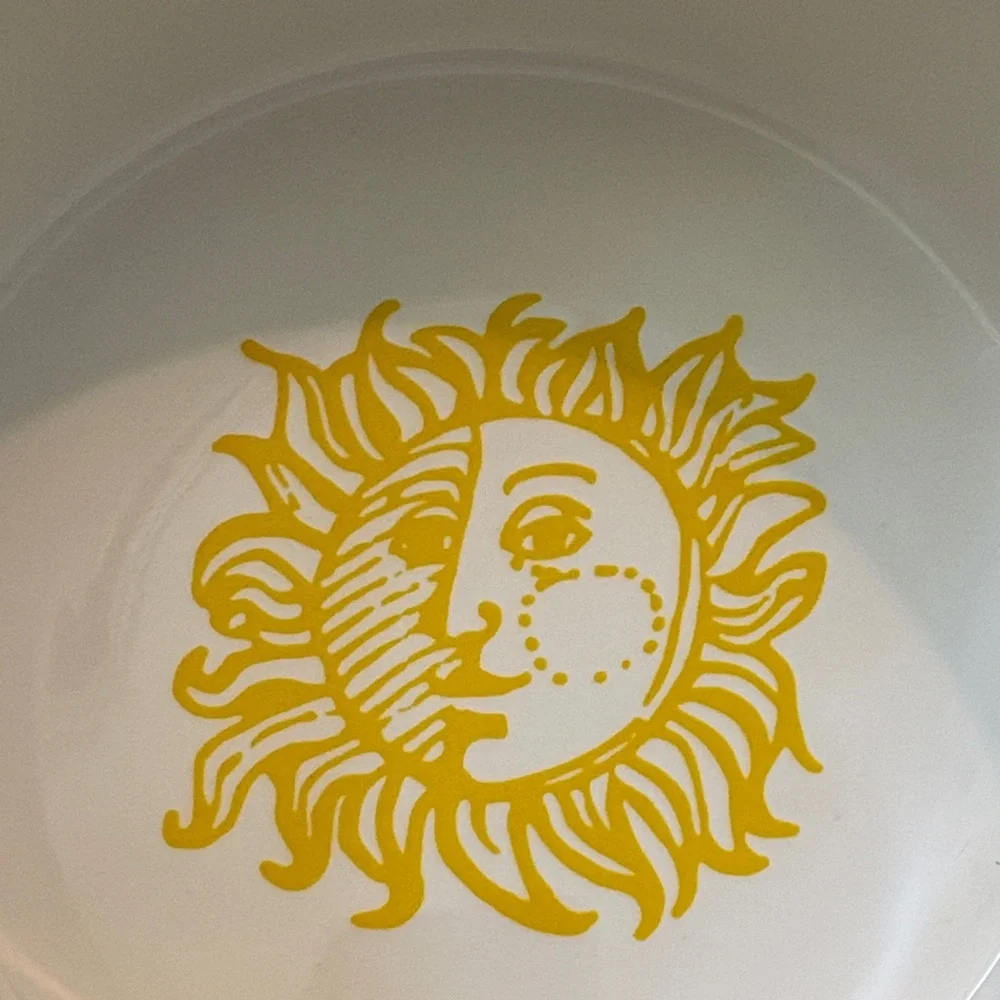 Lilly Pulitzer Pet White Ceramic Bowl with Yellow Sun Motif